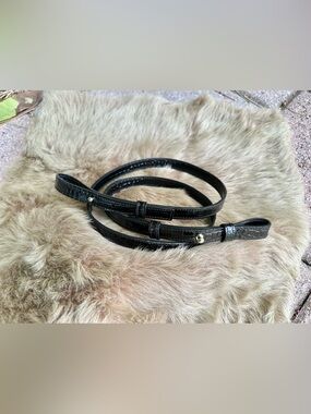 Saint Laurent Paris YSL Black Leather Adjustable Handbag Strap Silver Hardware